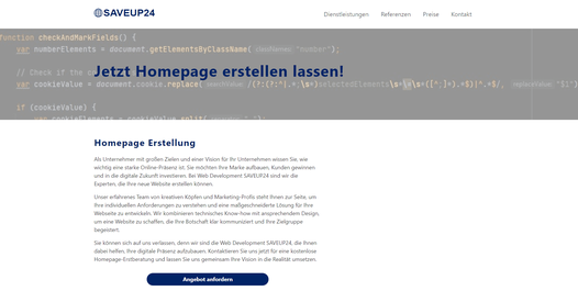 Website die erstellt wurde mit Bootstrap
